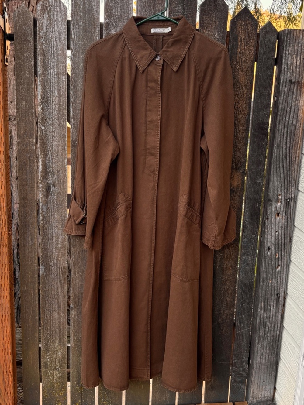 Christy Dawn The Leona Trench In Coffee Brown Organic Cotton Sz XL